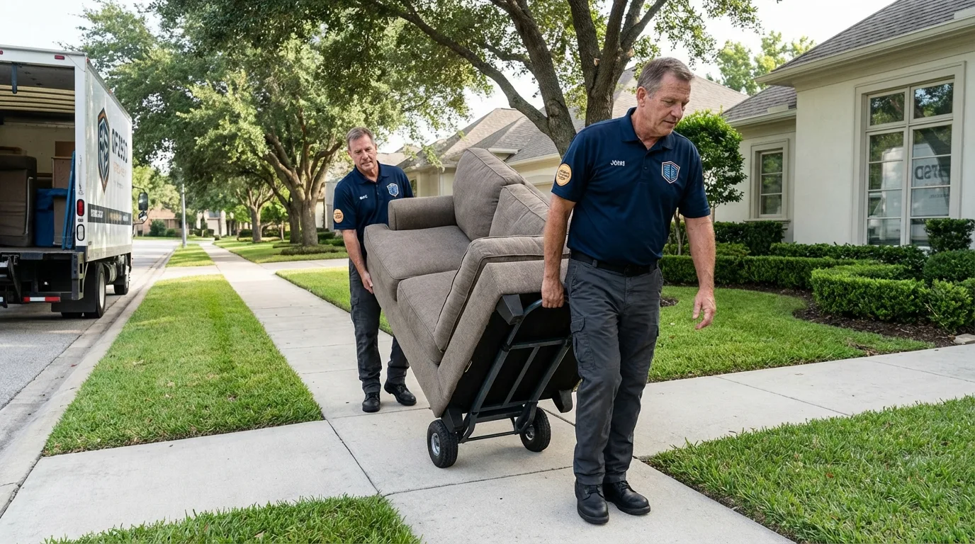 Local residential moving crew loading furniture in Kansas City, KS