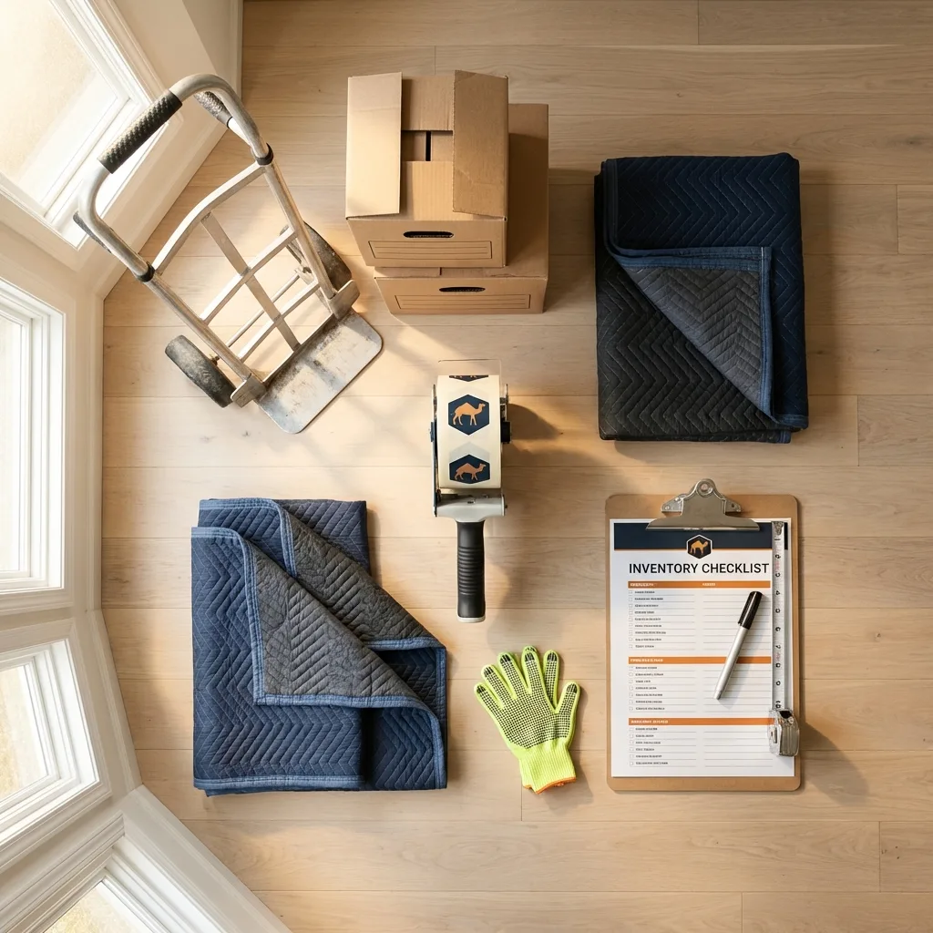 Professional moving supplies and packing materials layout for Kansas City residential relocations